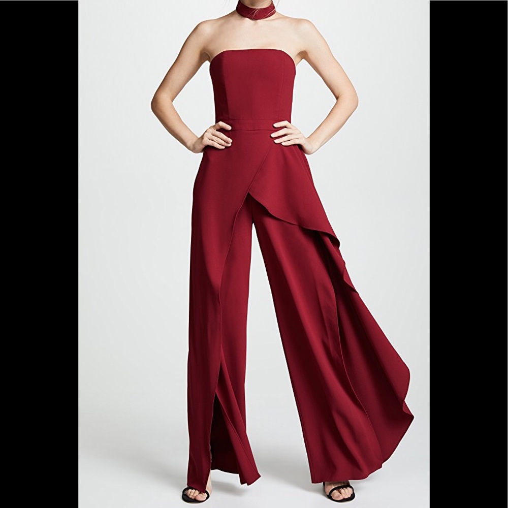 Aliceandolivia LATONYA RUFFLED BUSTIER JUMPSUIT